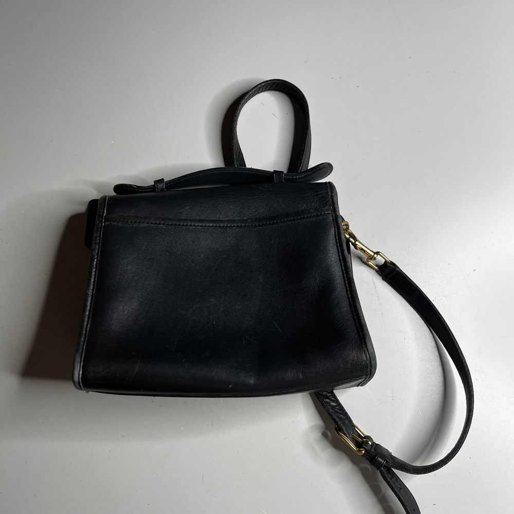 Vintage Coach Regina Bag 9983 Black Leather Crossbody Turnlock Top Handle USA - Picture 2 of 11